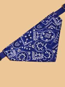 圖案印花寵物方巾 - 藍白色 - 查看 3