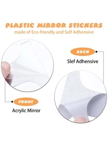 18 piezas Pegatinas de espejo de pared con diseño de corona, pegatinas, vinilos decorativos para decoración del hogar, artículos de decoración de primavera para refrescar tu hogar, pegatinas de decoración de ramas para decoración de pared, espejo para decoración de habitación, baño y sala de estar - Dorado - Ver 4