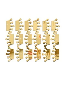 18 piezas Pegatinas de espejo de pared con diseño de corona, pegatinas, vinilos decorativos para decoración del hogar, artículos de decoración de primavera para refrescar tu hogar, pegatinas de decoración de ramas para decoración de pared, espejo para decoración de habitación, baño y sala de estar - Dorado - Ver 5