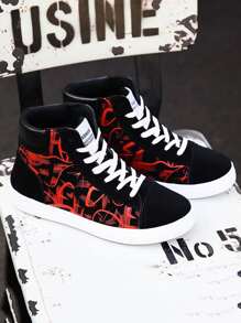 Two Tone Graphic High Top Skate Shoes - Multicolor - View 1