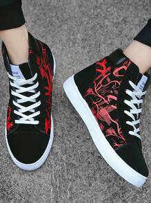 Two Tone Graphic High Top Skate Shoes - Multicolor - View 3