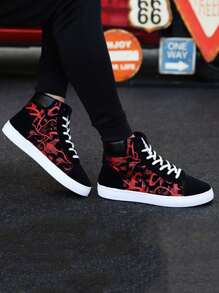 Two Tone Graphic High Top Skate Shoes - Multicolor - View 4