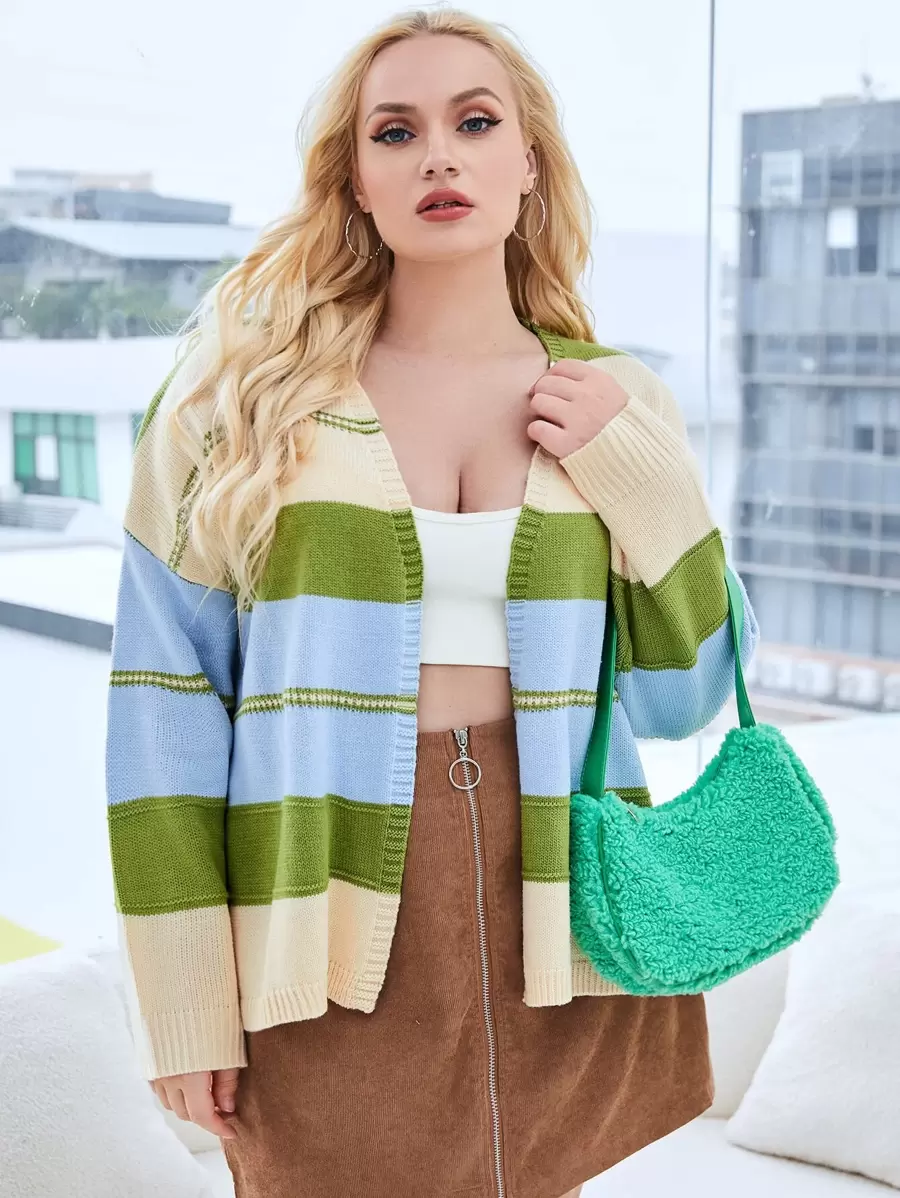 SHEIN Unity áo hở cổ kích thước lớn Khối Màu Giải trí - Nhiều màu - Xem 1