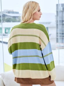 SHEIN Unity áo hở cổ kích thước lớn Khối Màu Giải trí - Nhiều màu - Xem 2