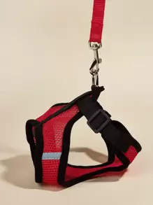 1pc Contrast Binding Pet Harness & 1pc Pet Leash