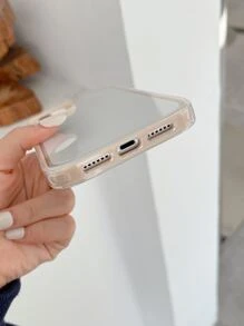 Contrast Frame Clear Phone Case - Khaki - View 3