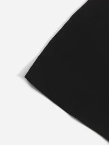 SHEIN Tween Girls' Knit Asymmetrical Neck Basic Solid Color Asymmetrical Neckline Dress - Black - View 4