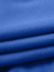 SHEIN EZwear 袋鼠口袋落肩袖抽繩連帽衫和衛褲 - 藍色 - 查看 5