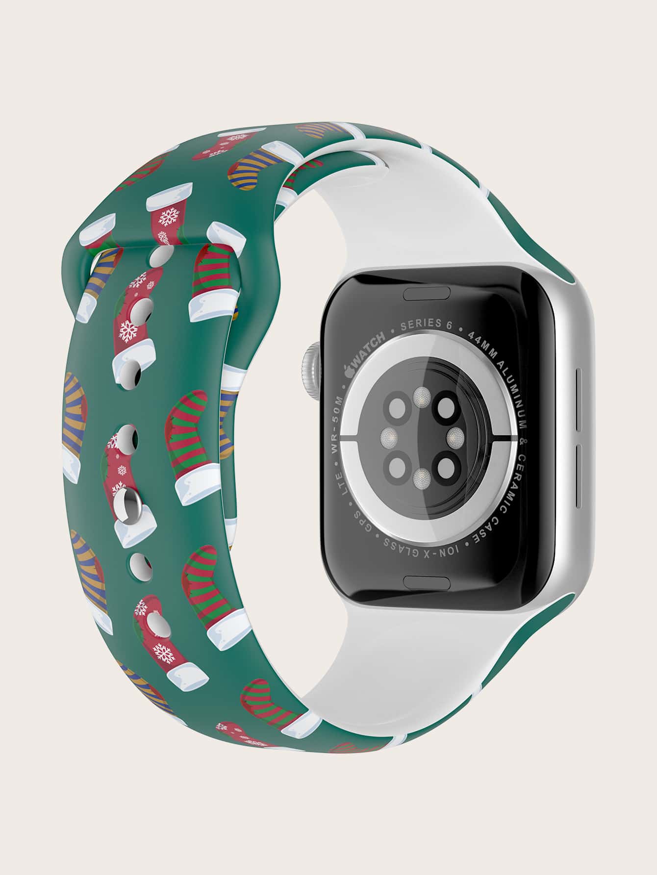 Christmas Sock Print Watchband Compatible With Apple Watch - Multicolor - View 1