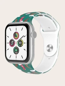 Christmas Sock Print Watchband Compatible With Apple Watch - Multicolor - View 2