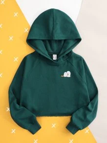 Julmarkz 女孩標語和卡通圖案插肩袖連帽衫