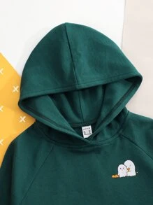 Julmarkz 女孩標語和卡通圖案插肩袖連帽衫