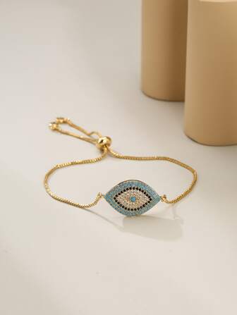 Pulsera zirconia cúbica con diseño de ojo