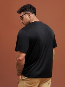 Manfinity Hombres Camiseta con estampado de slogan - Negro - Ver 2