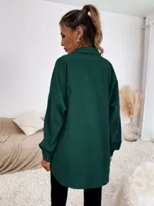 SHEIN Essnce Camisa de pana con botones, blusa de manga larga