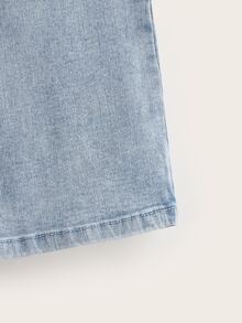 SHEIN Tied Backless Denim Tank Top & Skirt Set - Light Wash - View 4