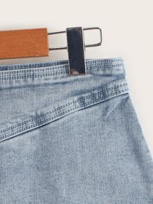 SHEIN Tied Backless Denim Tank Top & Skirt Set - Light Wash - View 7