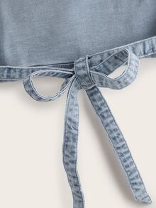 SHEIN Tied Backless Denim Tank Top & Skirt Set - Light Wash - View 9