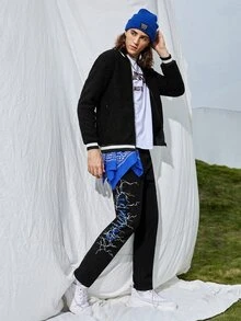 Manfinity Quần Jeans Nam Túi Lá thư - màu đen - Xem 4