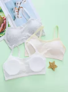 Sostén inalámbrico de unicolor y de moda simple para niñas preadolescentes - Multicolor - Ver 1