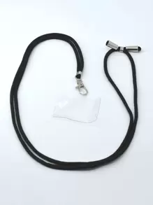 素色手機掛繩帶透明床單 - 黑色 - 查看 1