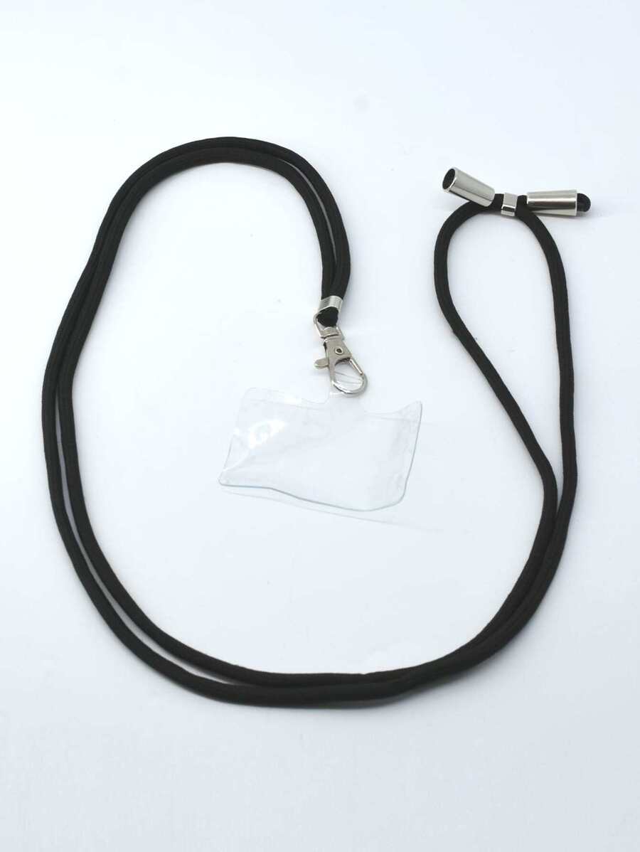 素色手機掛繩帶透明床單 - 黑色 - 查看 1