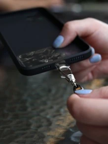 素色手機掛繩帶透明床單 - 黑色 - 查看 3