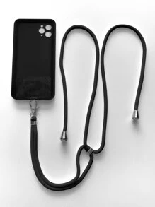 素色手機掛繩帶透明床單 - 黑色 - 查看 4