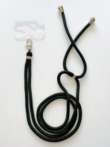 素色手機掛繩帶透明床單 - 黑色 - 查看 5