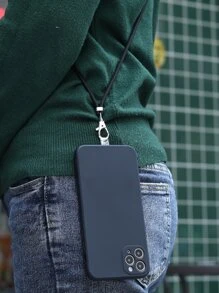 素色手機掛繩帶透明床單 - 黑色 - 查看 6