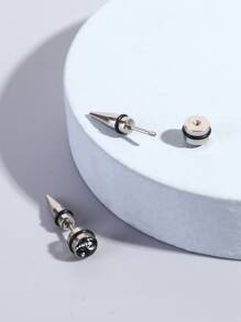 時尚流行男士蝎子圖案圓形裝飾耳釘不銹鋼朋克嘻哈風格適合珠寶禮物和時尚外觀 - 彩色 - 查看 2