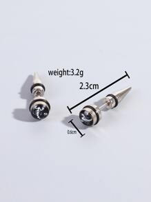 時尚流行男士蝎子圖案圓形裝飾耳釘不銹鋼朋克嘻哈風格適合珠寶禮物和時尚外觀 - 彩色 - 查看 3