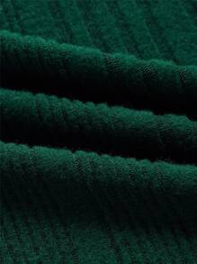 GENTILAND Top tejido de canalé de cuello alto - Verde Oscuro - Ver 5