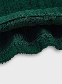 GENTILAND Top tejido de canalé de cuello alto - Verde Oscuro - Ver 3