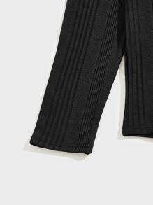 Manfinity VCAY Hombres Camiseta de cuello tortuga tejida de canalé - Negro - Ver 4