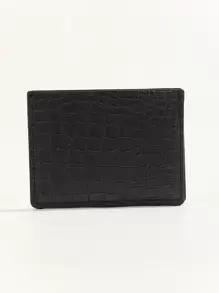 心形图案鳄鱼压纹轻便便携卡包身份证件白领人士节日纪念日生日礼物配饰礼物心形钱包带卡槽小钱包多层礼物送给男朋友情人节父亲节经典时尚简约纹理女士卡包名片夹钱包名片夹信用卡夹男士迷你钱包卡片钱包 - 黑色 - 查看 4