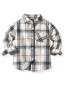 小男童格紋補丁貼口袋外套