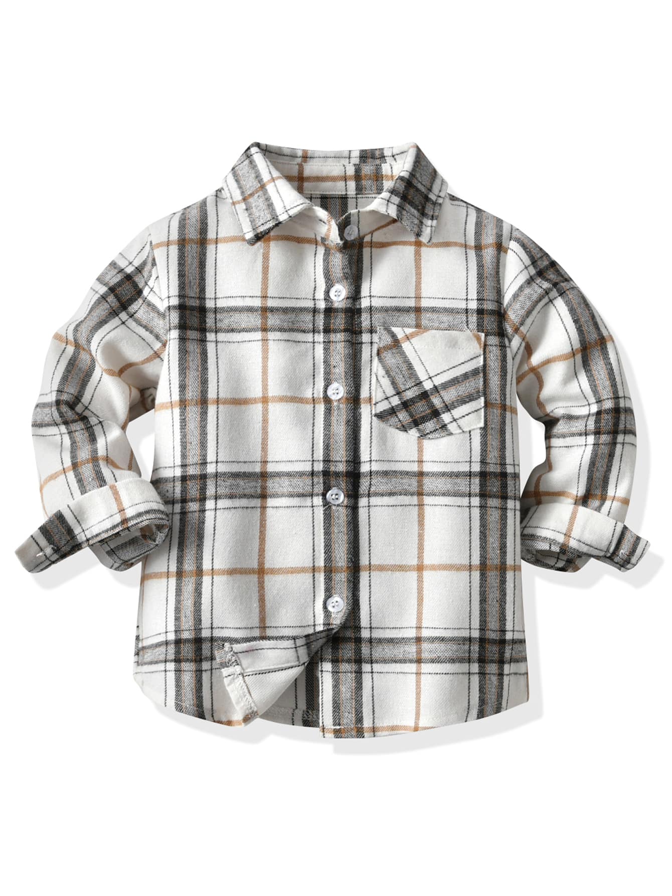 小男童格紋補丁貼口袋外套