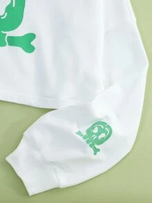 MingxinCheng Skeleton Print Drop Shoulder Hoodie - White - View 4