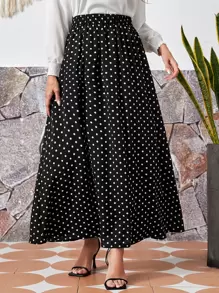EMERY ROSE 松紧腰圆点裙 - 黑色 - 查看 1