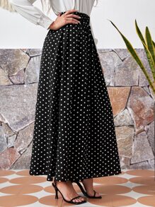 EMERY ROSE 松紧腰圆点裙 - 黑色 - 查看 3