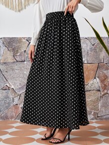 EMERY ROSE 松紧腰圆点裙 - 黑色 - 查看 4