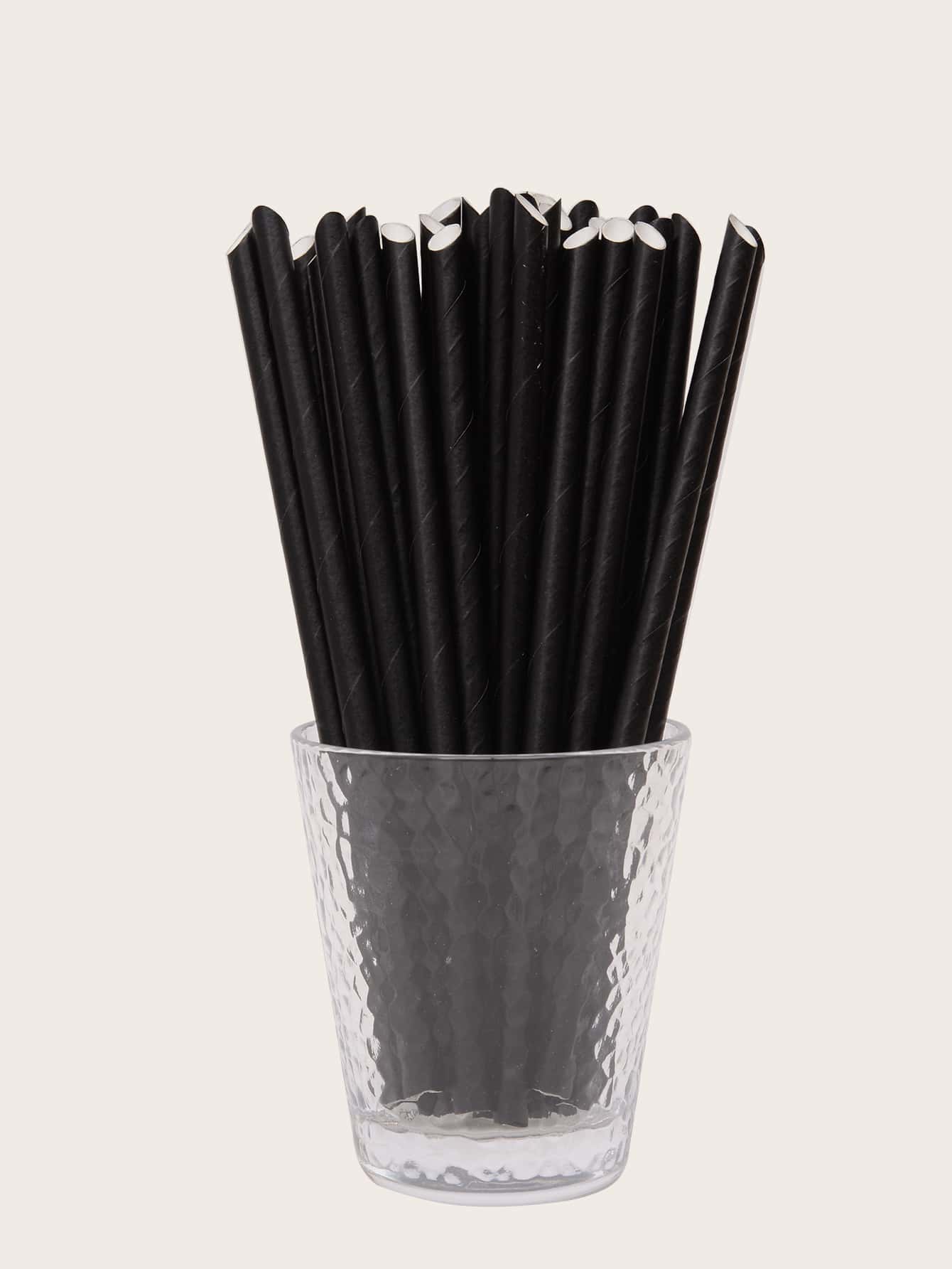 100 chiếc ống hút dùng một lần màu trơn - màu đen - Xem 1