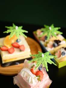 10入組椰子樹設計蛋糕裝飾 - 彩色 - 查看 6