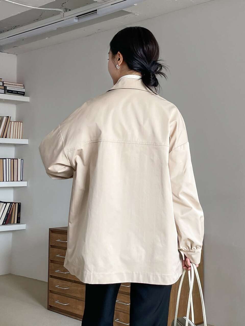 Drop Shoulder Pocket Patched Coat