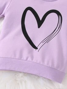 Baby Heart Print Sweatshirt & Joggers - Multicolor - View 6
