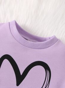 Baby Heart Print Sweatshirt & Joggers - Multicolor - View 7