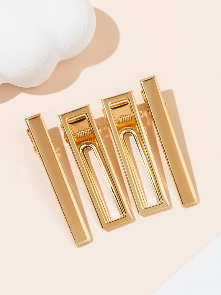 4pcs Geometric Hair Clip - Gold - View 1