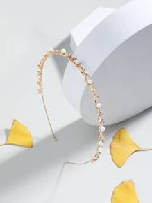 假珍珠和鑽石裝飾的頭帶,優雅動人 - 彩色 - 查看 1