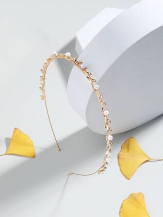 假珍珠和鑽石裝飾的頭帶,優雅動人